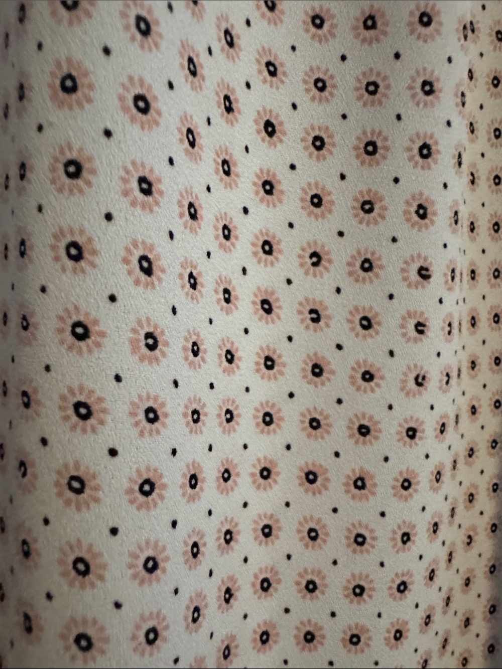 LOFT Light Gray Dotted and pink  Smocked-Yoke Long Sleeve Blouse - Picture 4 of 6